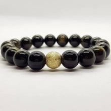 Load image into Gallery viewer, Gold Obsidian Beads Bracelet with 925 Sterling Silver - Jillian&Jacob Gemstones