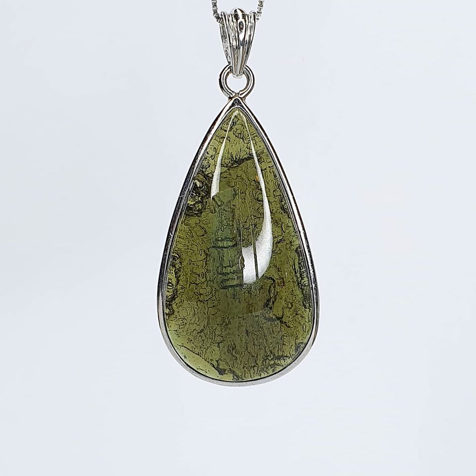 Pendant - Moldavite Pear Polished
