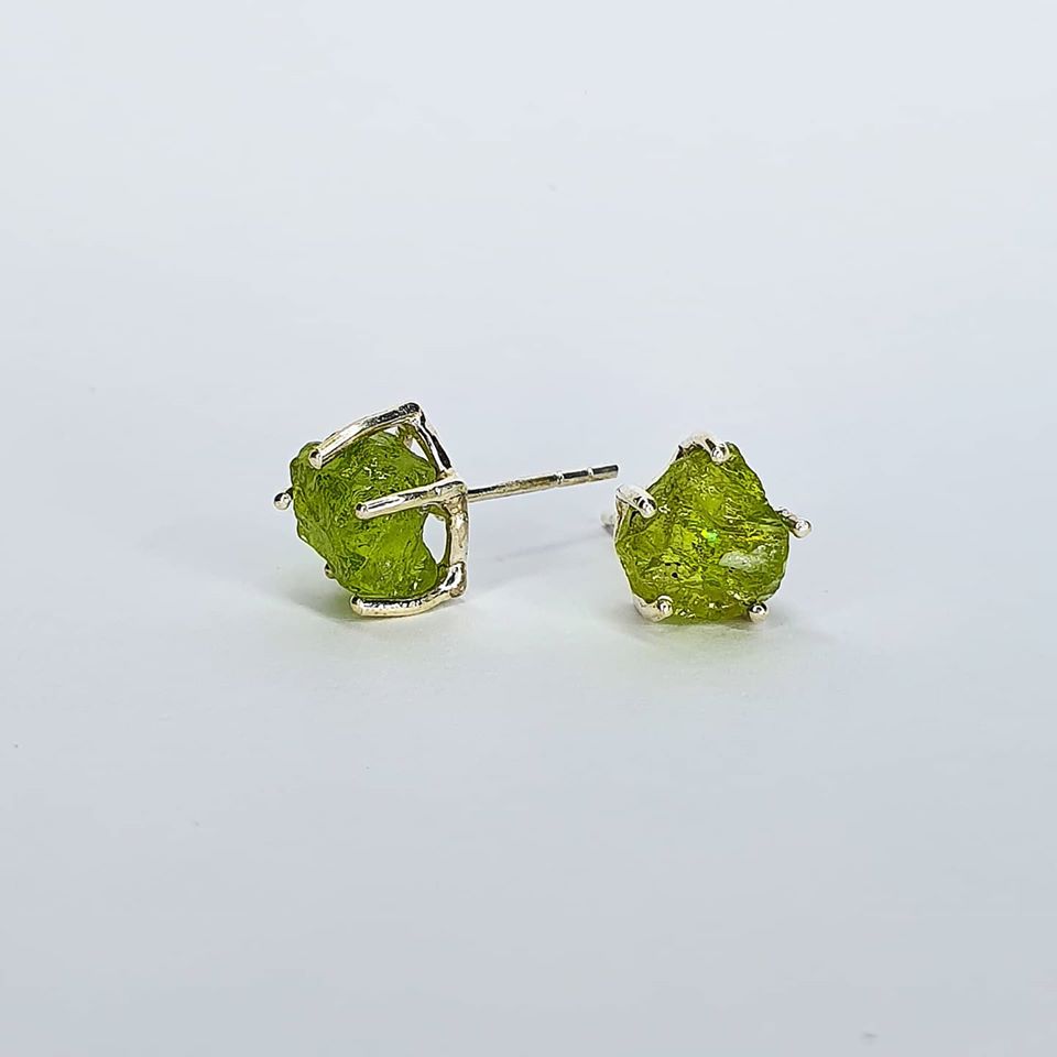 Earring - Raw Peridot