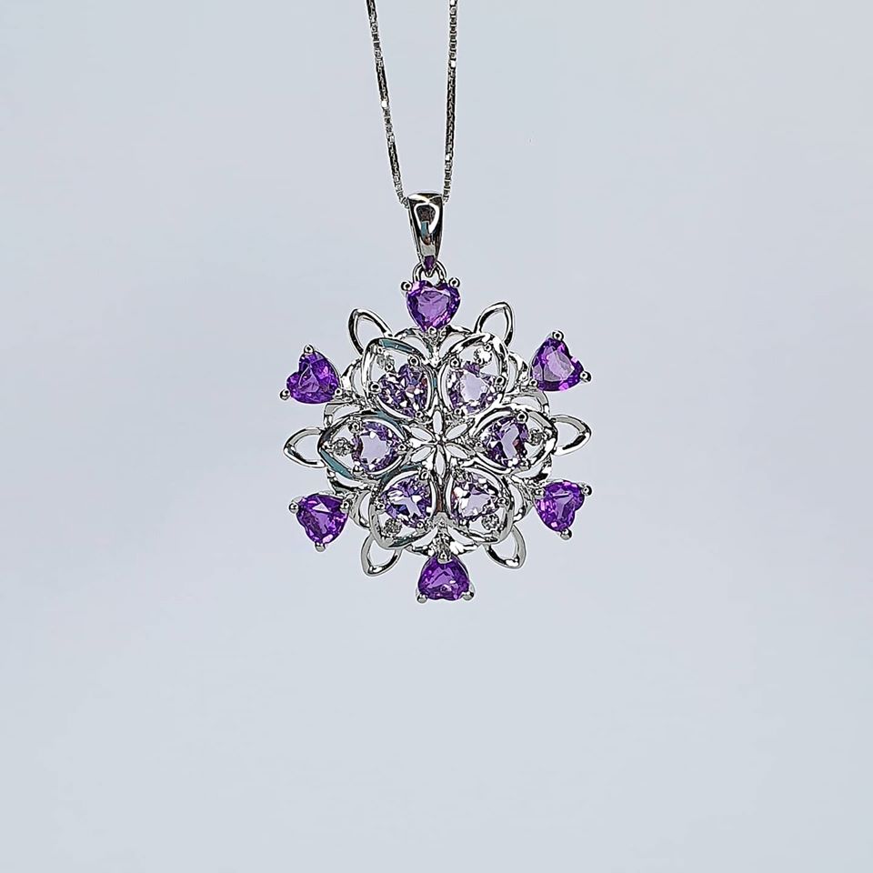 Pendant - Amethyst w/Diamond