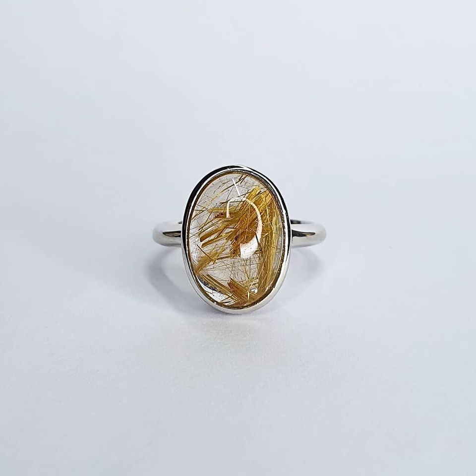 Ring - Golden Rutilated Oval Polished