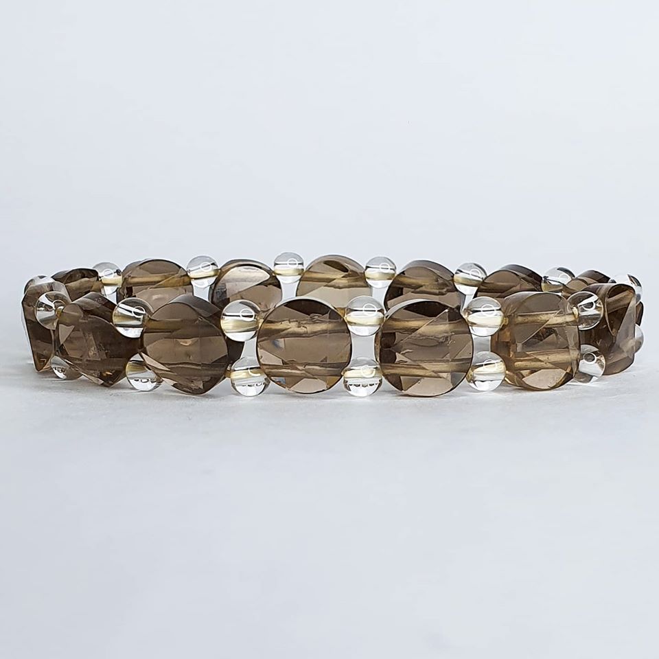 Smoky Quartz Faceted Handrow