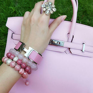 Rose Quartz Beads Bracelet with 925 Sterling Silver - Jillian&amp;Jacob Gemstones