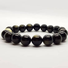 Load image into Gallery viewer, Gold Obsidian Beads Bracelet with 925 Sterling Silver - Jillian&amp;Jacob Gemstones