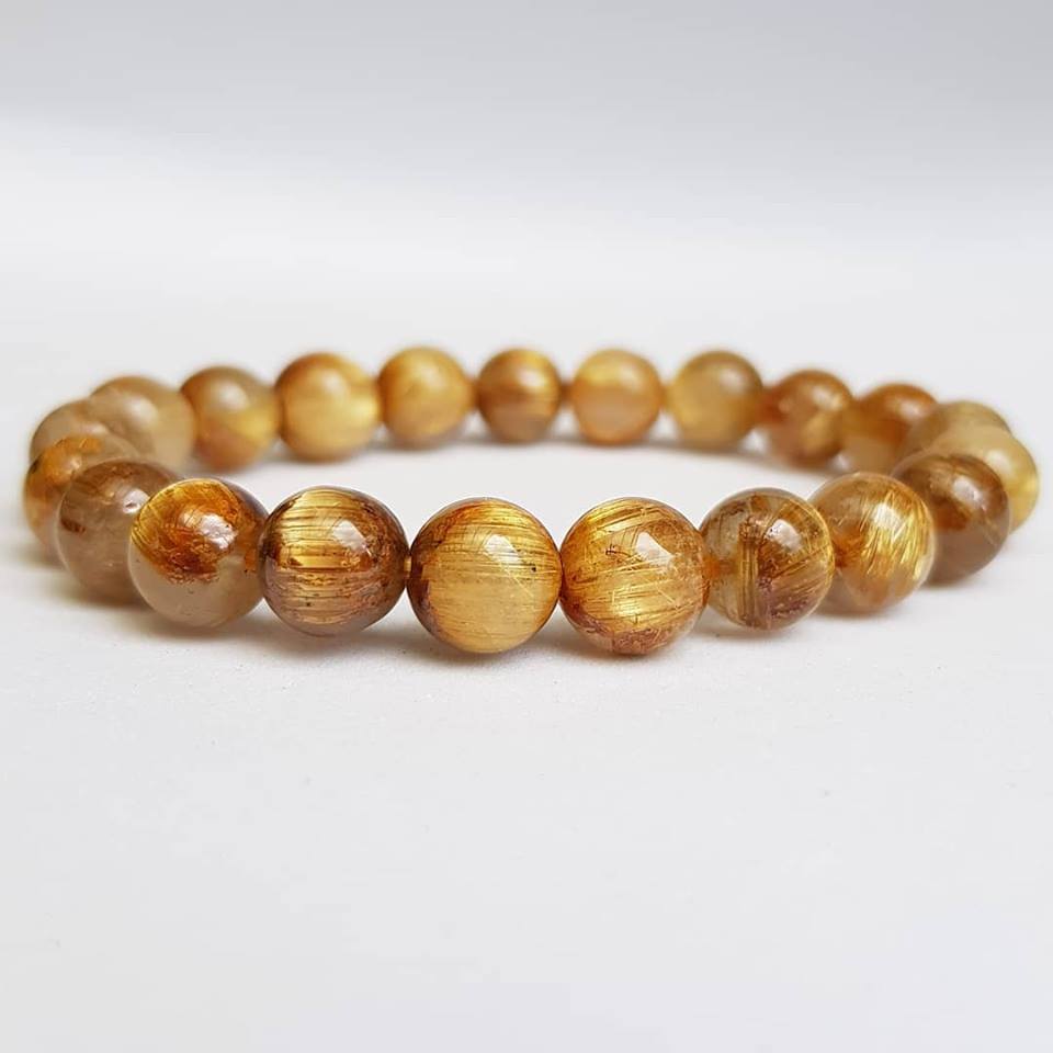 Golden Rutilated Beads Bracelet with 925 Sterling Silver - JillianandJacob Gemstones